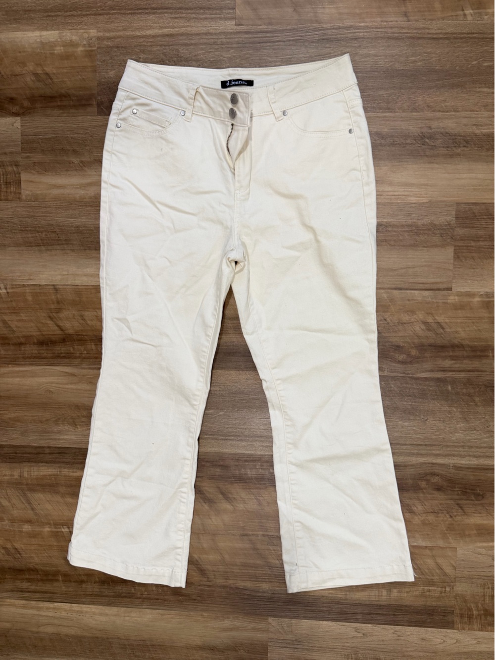 d. jeans Cream Straight-Leg Chinos